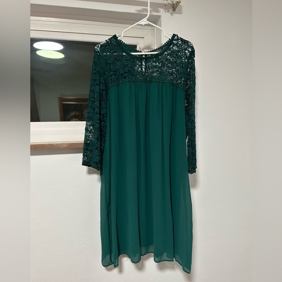 Luxology Dresses & Skirts - Emerald Green Lace Swing Dress, 22